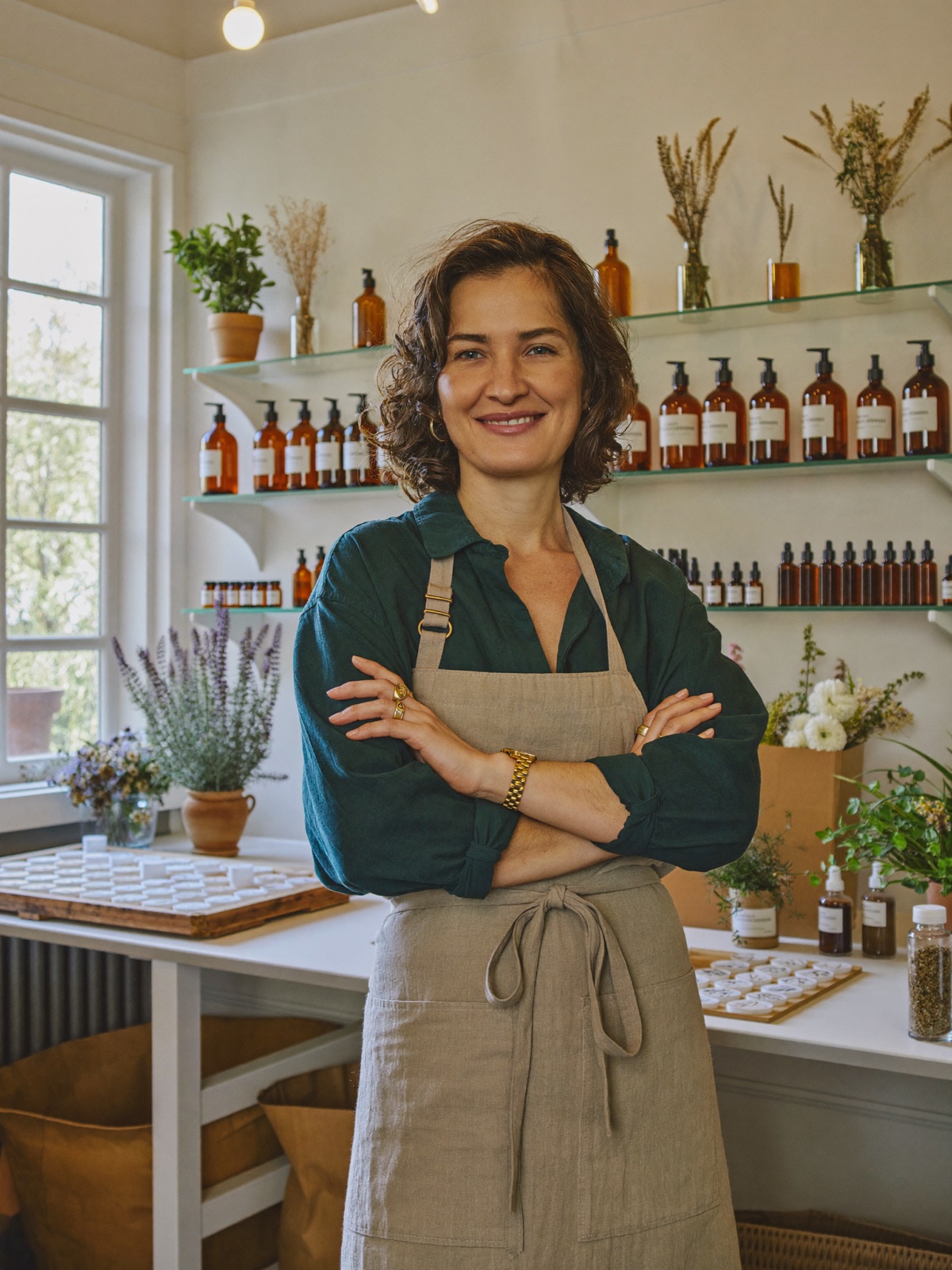 Lucia Bertolini nel laboratorio Levisnat di Fermo